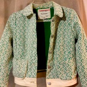 - Anthropology Cartonnier XS Green and white lace floral jacket